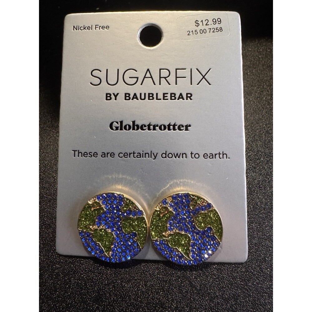 Sugarfix Baublebar Globetrotter Stud Earrings New in Box picture Earth 🌍